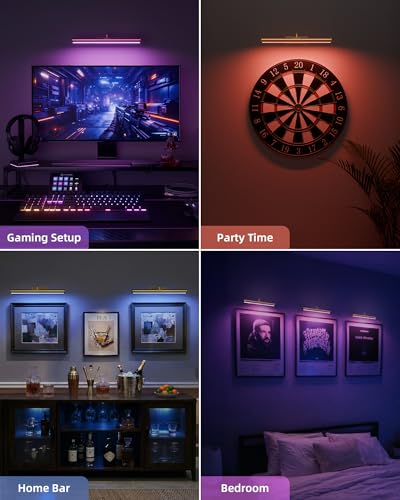 Image of EZVALO 13in Picture Light for Wall, 4000mAh Rechargeable Art Light with Remote, RGB & 3 Color Temps, Battery Operated Wall Light for Paint, Photo - 2 Pack