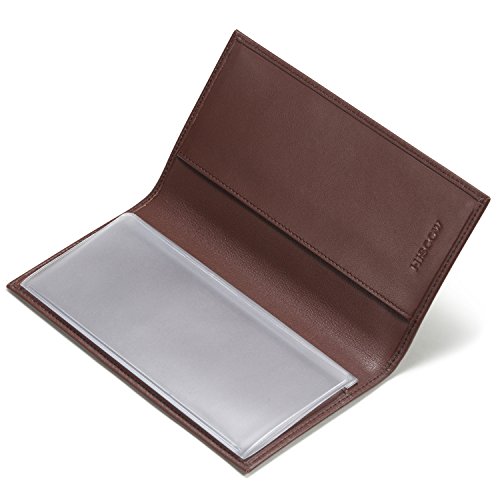 HISCOW Minimalist Leather Checkbook Cover for Men & Women - Italian Calfskin (Brown) - Thumbnail 2