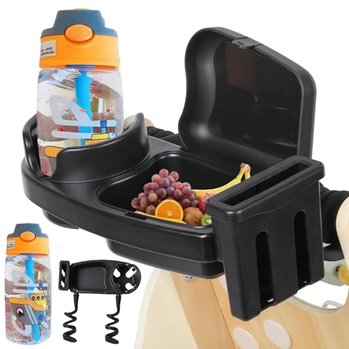 Universal Stroller Snack Tray with Cup & Phone Holder, Stroller Cup Holder Attachment with water Bottle Stroller snack tray to attach all Strollers, Stroller Accessories holder for Snacks and Drinks