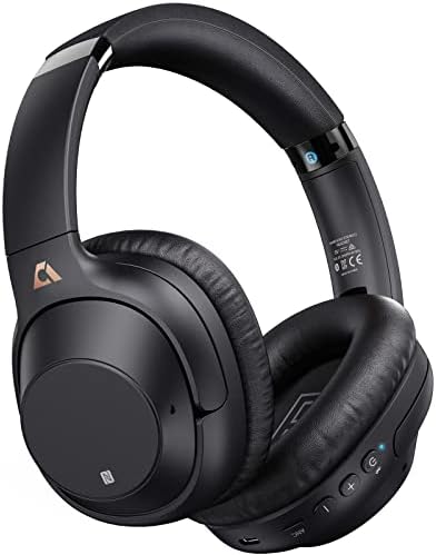 Ankbit E500pro Active Noise Cancelling Headphones Bluetooth, Over Ear Wireless Headphones with 90H Playtime, Deep Bass & HiFi, Transparent/Mute Mode, Dual Connection for Home Office, Travel, TV
