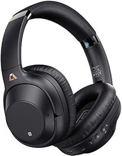 Ankbit E500pro Active Noise Cancelling Headphones Bluetooth, Over Ear Wireless Headphones with 90H Playtime, Deep Bass & HiFi, Transparent/Mute Mode, Dual Connection for Home Office, Travel, TV