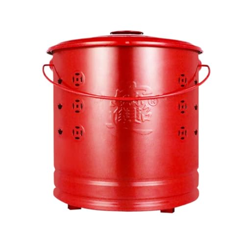 Figoday 屋外焼却炉 無煙設計 ステンレス製 耐熱塗装 家庭用 落ち葉処理 紙くず 焚き火 安全設計 コンパクト 防錆 煙突付き 庭 ガーデニング アウトドア 省スペース 火かき棒付属 メンテナンス簡単 (S,レッド)