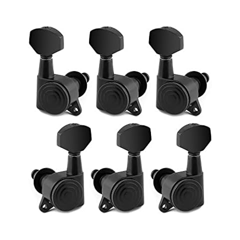 Bogart Locking Guitar String Tuning Pegs Sealed Machine Heads Tuners Tuning Keys 3 Left 3 Right for Electric Guitar or Acoustic Guitar Black., TP 21-BK-3L 3R-1 Cover