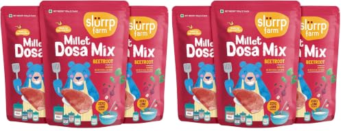 Image of Slurrp Farm Millet Dosa Instant Mix | Supergrains And Beetroot | Natural And Healthy Food, 150g (Pack Of 6)