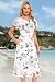 MOLERANI Damen Sommerkleider Knielang Rundhals Blumenmuster Freizeitkleid Elegant Kleider Loose Swing Damenkleid Casual Midikleid mit Taschen Blumenmuster Weiß M