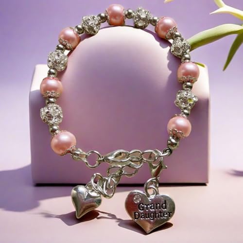 DOLON Gift for Granddaughter Bracelet Jewelry with Rhinestone Balls Faux Pearl3