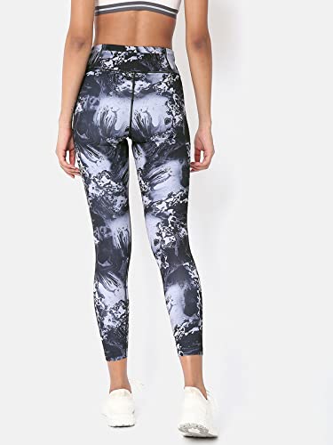 Image of CULT High Waist Running Tights with Side Pocket | Geometric Print | Breathable | Moisture-Wicking | Curved Hem