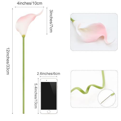 Image of SITUMEIZI 24 Pcs Pink Fake Flowers Artificial Calla Lily