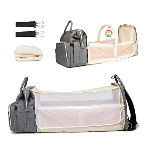 ANKÖMMLING Sacs à Dos à Langer Pour Bébé Sac de Voyage,Sac à Couches Imperméable Oxford Sacs,Grand Capacité Sac à Dos avec 1 Matelas à Langer et 2 Sangles de Poussette Cover