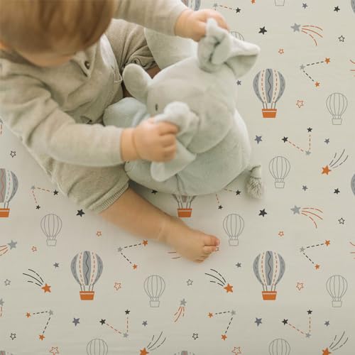 Image of Stretch Fitted Bassinet Sheet Set BROLEX 2 Pack Cradle Sheets for Bassinet Pad /Mattress,Unisex Boys Girls,Ultra Soft,Starsmoon Balloon