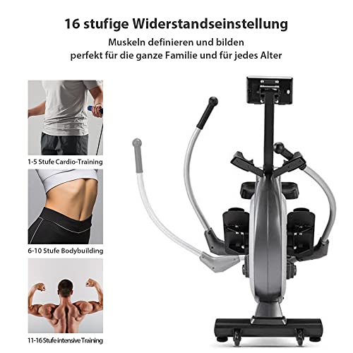 Fitifito WR21 - Rudergerät für zuhause klappbar mit Aulslegern, Magnetbremssystem, 16 Widerstandsstufen, LCD-Monitor… – Bild 3
