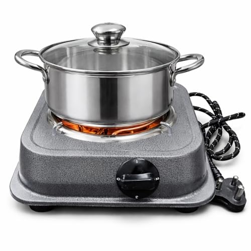 Image of DRUMSTONE 2000W Electric Hot Plate Iron Body | Portable Single Burner Stove | Fast Heating Coil Cooktop | No Gas Cooking | Works with All Utensils | 5 Years Warranty