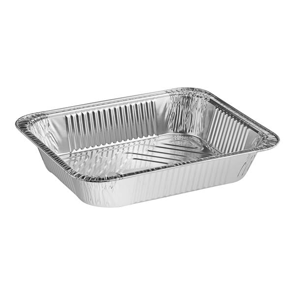 Heavy-Duty Aluminum Foil Steam Pan, Half Size, Silver, 12.75 x 10.38 x 2.56 Inches, Rectangle, 100 per Case, Oven and Freezer Safe