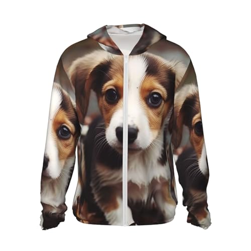 UPF 50+ Sun Protection Hoodie Jacket Cute Dog Rash Guard Shirts Lightweight Long Sleeve Sun Shirt