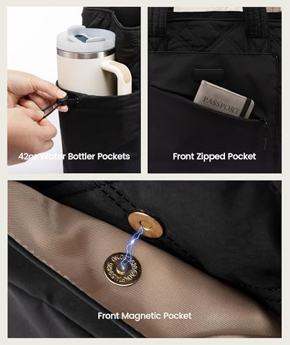 Image of LOVEVOOK Tote Bag for Women, puffer tote bag for Work Travel Nurse, Lightweight quilted Bags with Compartments