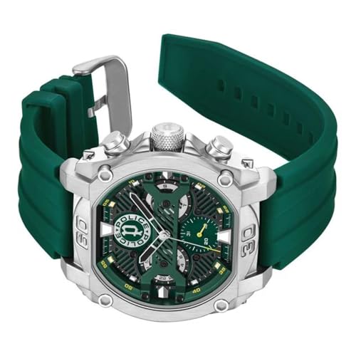 Image of Police Green Dial Multifunction Silicone Strap Watch for Men