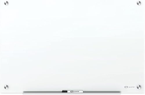 Pizarra blanca de cristal de borrado en seco, magnética, vidrio blanco brillante de alto contraste, montaje sin marco, bandeja de accesorios, 1