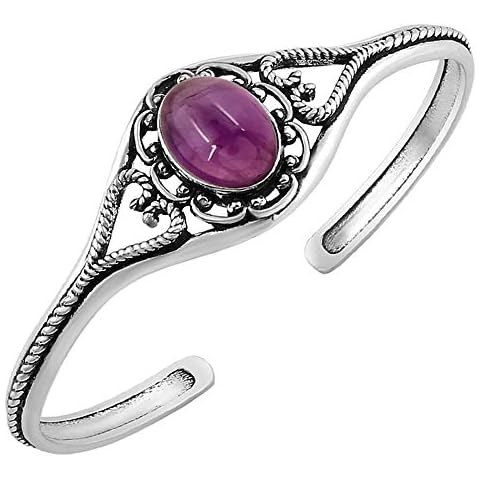 Sterling Silver Amethyst Bangle Cuff for Women Cover