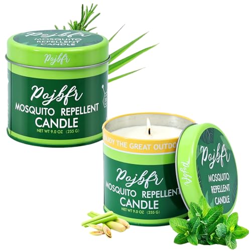 Mosquito Bug Repellent Candles for Outdoor Patio, 2 Pack x 9oz Citronella Candles Outdoor Large, DEET-Free Insect Repellent with 5 Natural Essential Oils, 30-Hour Burn Time for Backyard Summer Camping