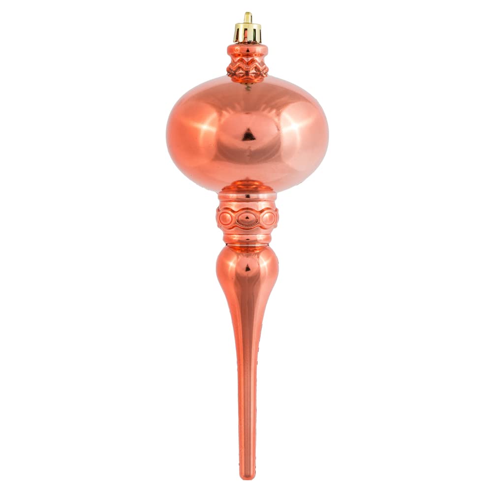 Vickerman 624814-8" Coral Shiny Finial Christmas Tree Ornament (3 Pack) (N174571D)