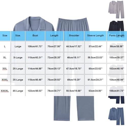 Men's Cotton Pajamas Set Button Down Long Sleeve Shirts Pants Matching Loungewear Sets Comfort Sleepwear 2 Piece2