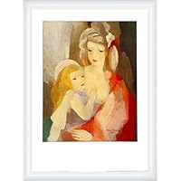 マリーローランサン　複製画　 母と子 　絵画　インテリア Amazon.co.jp: ポスター マリー ローランサン 母と子 額装品 ウッド