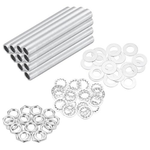Image of MECCANIXITY 70Pcs 2.6 inch Lamp Pipe Kit with Nuts Washers 1 /8IP Thread Fasteners Assortment for Chandelier Ceiling Light Repair Assembly DIY Hardware