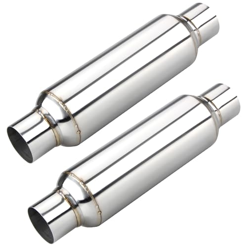 Image of LCGP 2.5 inch inlet & outlet Universal Resonator, 16 inch Long Performance Muffler, Weld- On, Straight Through Design, Deep Tone 2pcs