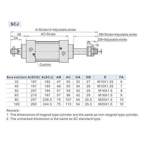 Cylindre pneumatique SCJ50 résistant pour réglage de course précis 50mm