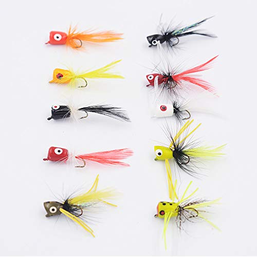 Flyafish Bass Popper Dry Fly Fishing Lure Kit Panfish Bait (color5)