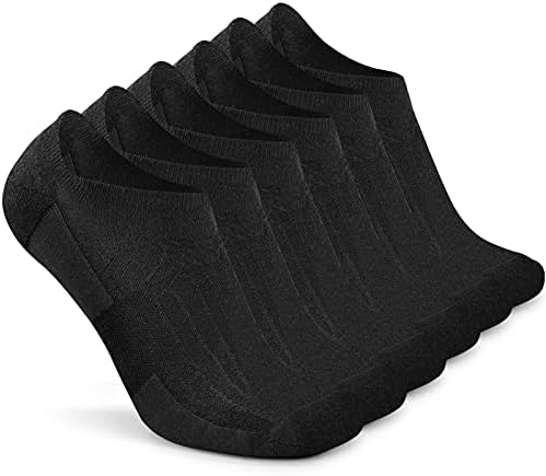 Busy Socks Men's No Show Merino Wool Running Socks, Low Cut Short Cool Light Weight Wool Socks for Summer, 6 Pairs, Large, Black