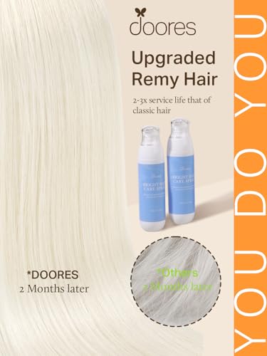 Image of DOORES Sew in Hair Extensions Real Human Hair, Pearl Blonde 20 Inch 100g Hiand Tied Sew in Weft Natural Straight for Women