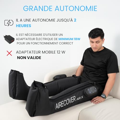 Airecover Appareil de massage des jambes sans fil avec 5 chambres à air, drainage lymphatique et relaxation musculaire, pressothérapie pour la circulation sanguine et la récupération, 30-250 mmHg(M) – Image 4