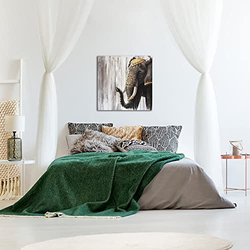 Vanseeing Elephant Canvas Wall Art Boho Paisley Elephant Painting Prints Tribal Decor Wild Animal Framed Artwork Vintage Farmhouse Home Office Bedroom Decoration Stretched Ready To Hang 24X24Inch #TOP3