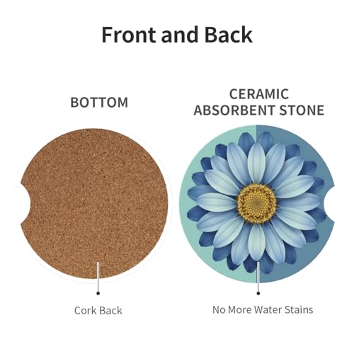 Portavasos para auto cerámico 2 piezas diseño azul floral miniatura 2