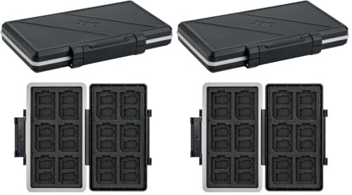 Image of 36 Slots Memory Card Case Water-Resistant Anti-Shock Memory Card Wallet for 24 Micro SD SDXC SDHC TF Cards and 12 SD SDXC SDHC Cards (Pack of 2)