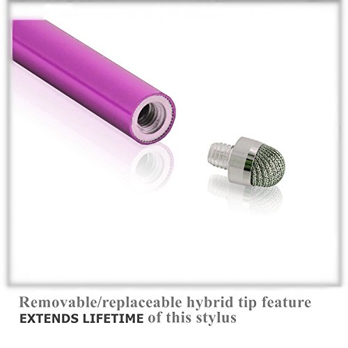 Meko [0.3-Inch Hybrid Tip Series 3 Packs Replaceable Micro-Fiber Tip Stylus Capacitive Touch Screen Pens With Extra 3 Replacement Tips - (Black/Red/Purple) #TOP3