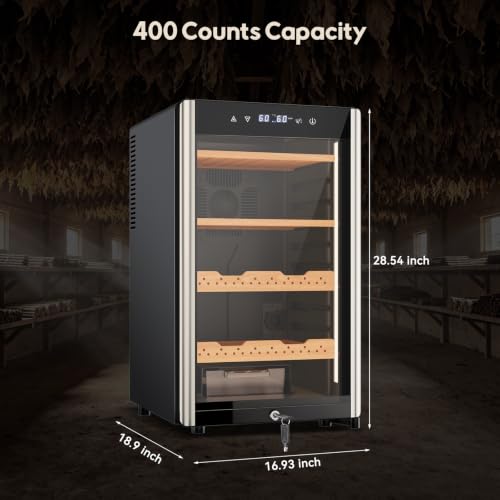 Image of 70L Upgrade Electric Humidor - Large Capacity 400 Count Electric Humidor| Smart Temperature & Humidity Control, Digital LED Screen & Safety Lock