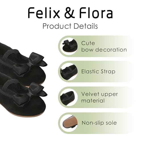 Image of Felix & Flora Toddler Flower Girl Dress Shoes - Girl Ballet Flats Party School Shoes Wedding