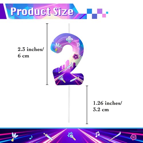 Image of Purple Number 2 Birthday Candles, Cartoon Themed Cake Toppers for Boys Girls Cake Decorations, Birthday Decorations Party Supplies, Number Candles for Party Decor