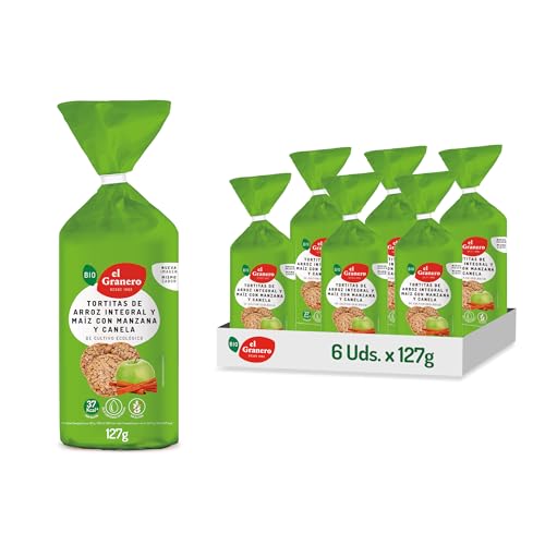 TORTITAS DE ARROZ Y MAIZ CON MANZANA Y CANELA BIO, 127 g