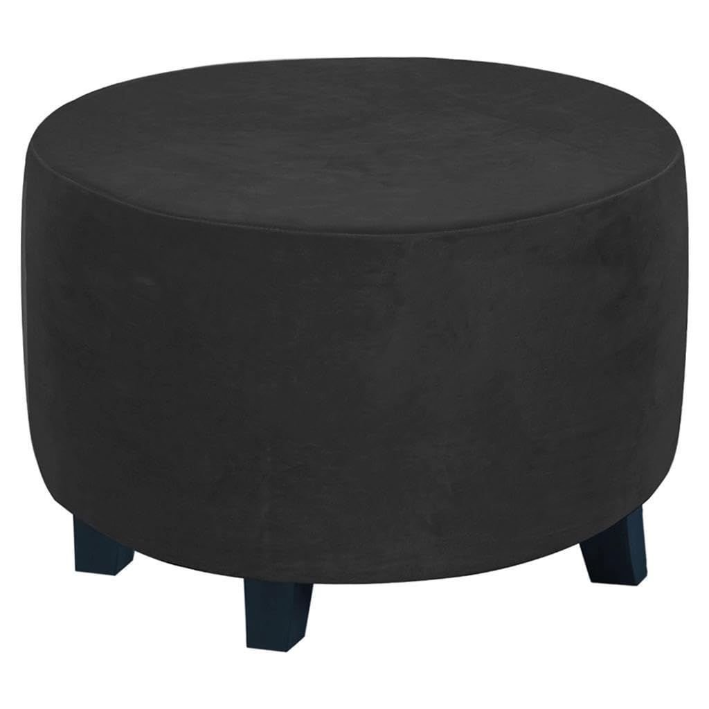 Zambuph Elegant Footstools Slipcover Ensuring High Stretch Fit For Covering Ottoman Foot Chairs And Adorning Living Areas Foot Stools Footstool Center Tables, Black, 48-55cm