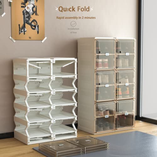 Benitaku Shoe Storage Organizer - Foldable Cabinet With Doors - Durable And Stable Storage Boxes - Stackable Shoe Rack Organizer For Home - Easy Installation- 20 Layers #TOP1