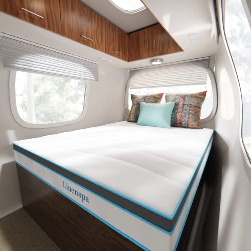 Linenspa 8 Inch Memory Foam And Innerspring Hybrid – Rv, Trailer, & Camper Mattress – Cooling & Conforming Support – Short Queen Size – Medium Firm Feel – Bed In A Box – Certipur-Us Certified #TOP2