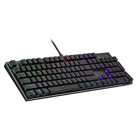 Cooler Master SK652 Clavier Mécanique QWERTY US, Taille Standard, Touches Flottantes Low Profile, Red Switches, Rétroéclairage RGB par Touche, Filaire (USB Type-A), Compatible PC & MacOS - Gris Métal