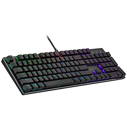 Cooler Master SK652 Clavier Mécanique QWERTY US, Taille Standard, Touches Flottantes Low Profile, Red Switches, Rétroéclairage RGB par Touche, Filaire (USB Type-A), Compatible PC & MacOS - Gris Métal