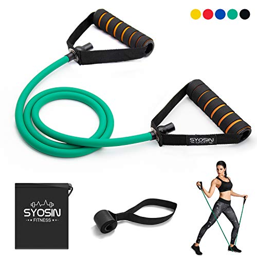 SYOSIN Professional Single Resistance Exercise Band, Non-Slip and Comfortable Handles with Door Anchor
