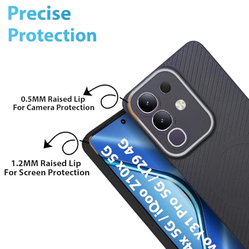 Image of LIRAMARK Rugged Carbon Fibre TPU Armor Silicone Back Cover Case for Vivo T4x 5G / iQoo Z10x 5G / Vivo Y31 Pro 5G / Y29 4G