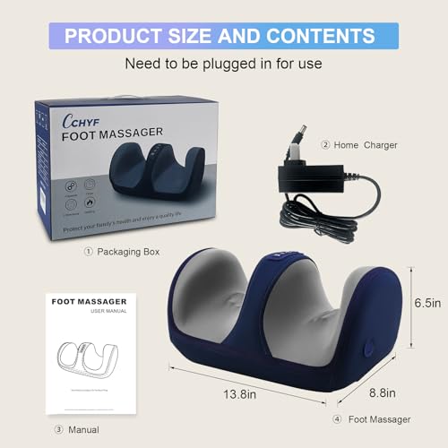 Image of Foot Massager with Heat, Electric Foot and Calf Massager with Roller, Deep Tissue Massage for Plantar Fasciitis, Neuropathy & Pain Relief, Gifts for Women & Men(Blue)