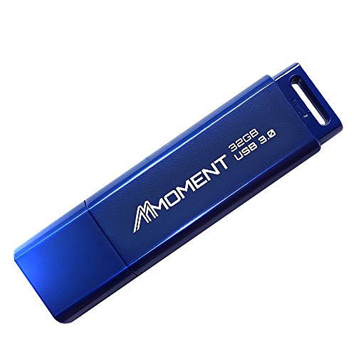 MMoment MU37 32GB Single Pack USB 3.0 Flash Drive, Thumb Drive for Data Storage, Memory Stick with Read Speed up to 90MB/s, Jump Drive with Protection Cap, Modern Matte Blue (32GB)